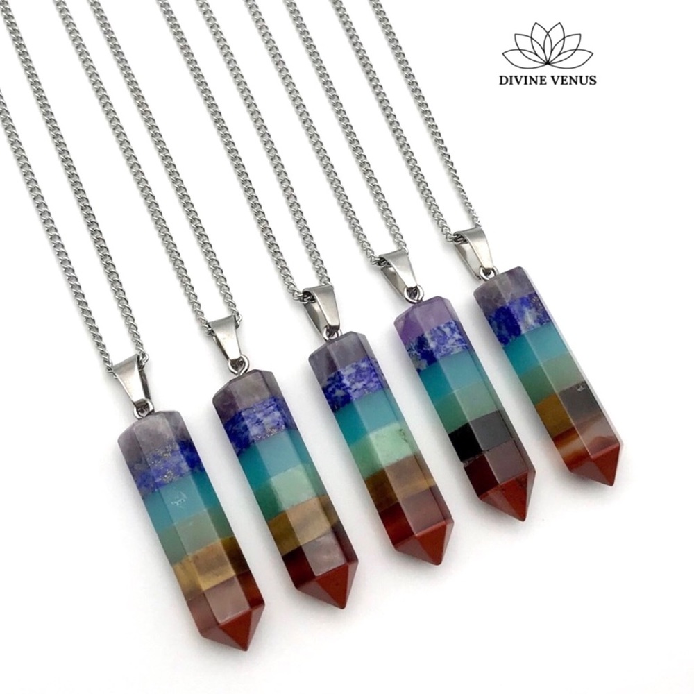 7 Chakra Pendulum Necklace - Picture 3 of 12